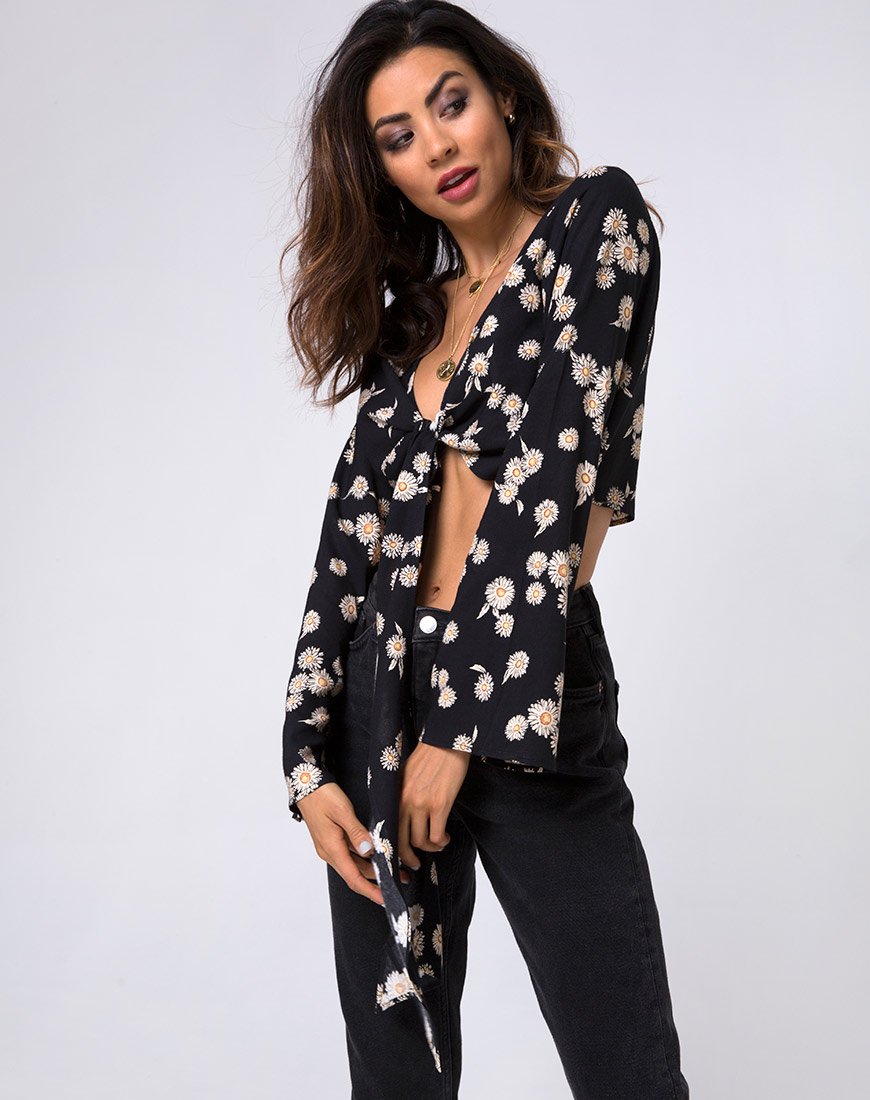 Imagen de Laya Wrap Top en Grunge Daisy Floral