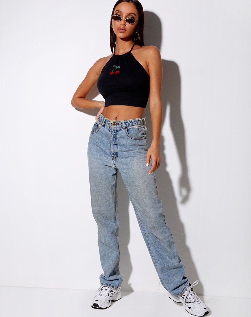 Imagen de Lean Crop Top en negro Cherry Embro