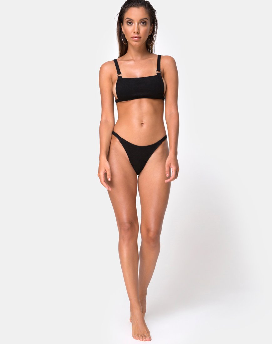 Imagen del sujetador de bikini Leema de canalé negro