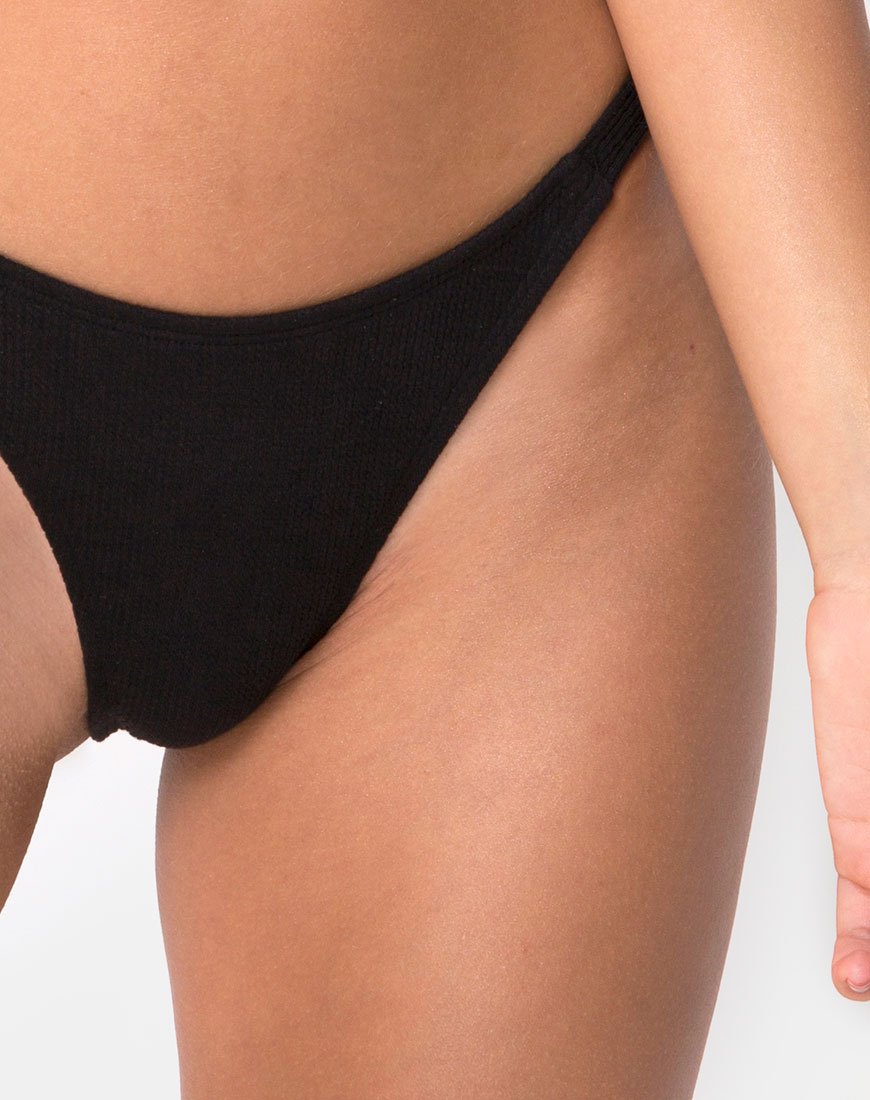 Imagen de la braguita de bikini Leema de canalé negro