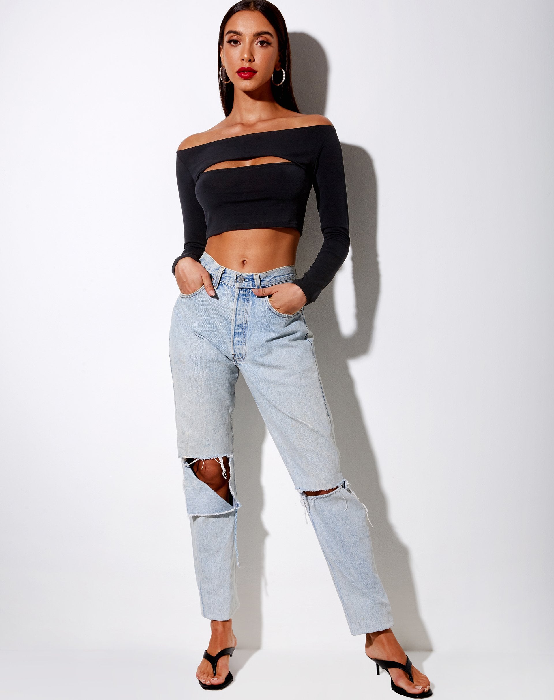 Imagen de Leja Crop Top en Polycrepe Negro