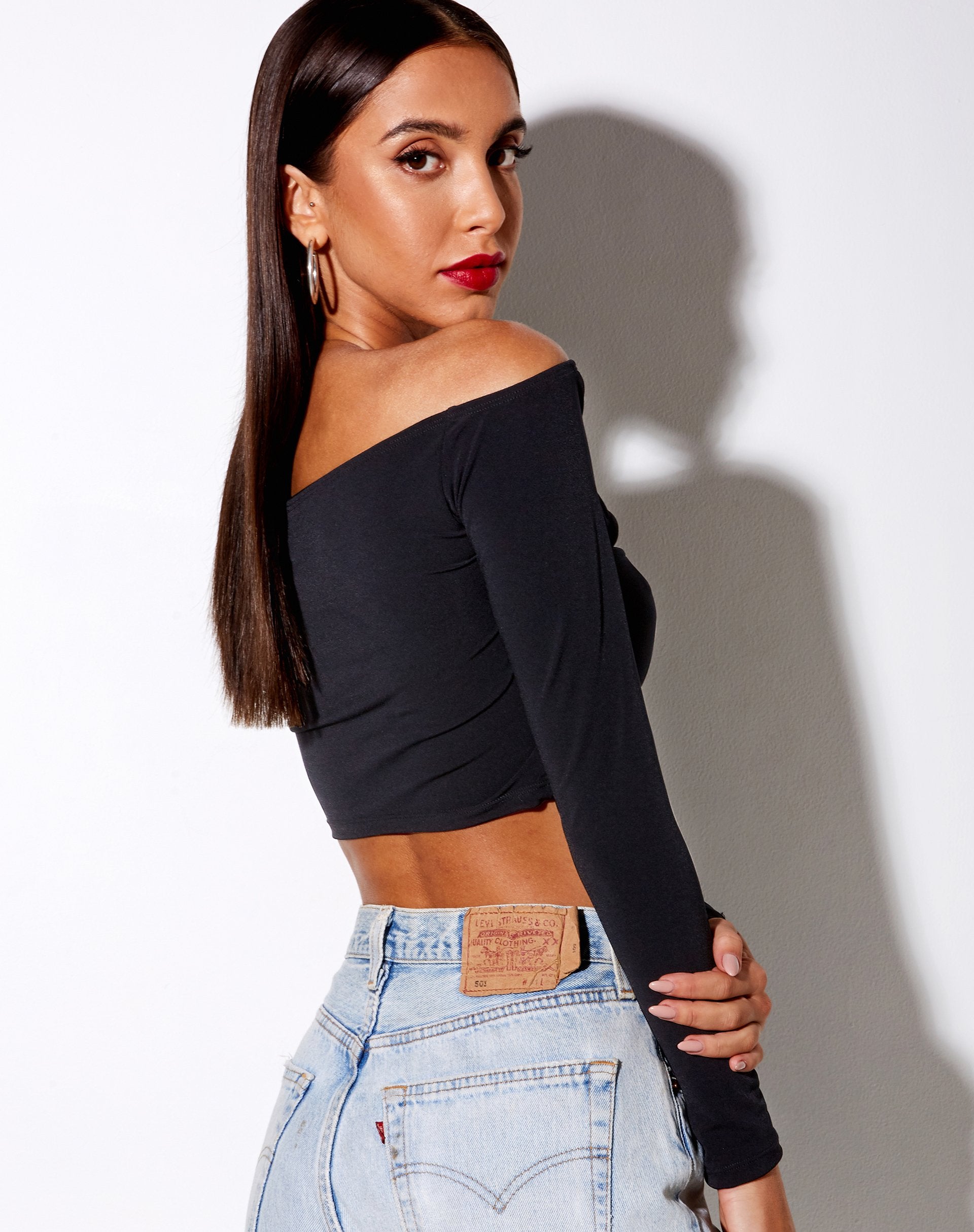 Imagen de Leja Crop Top en Polycrepe Negro
