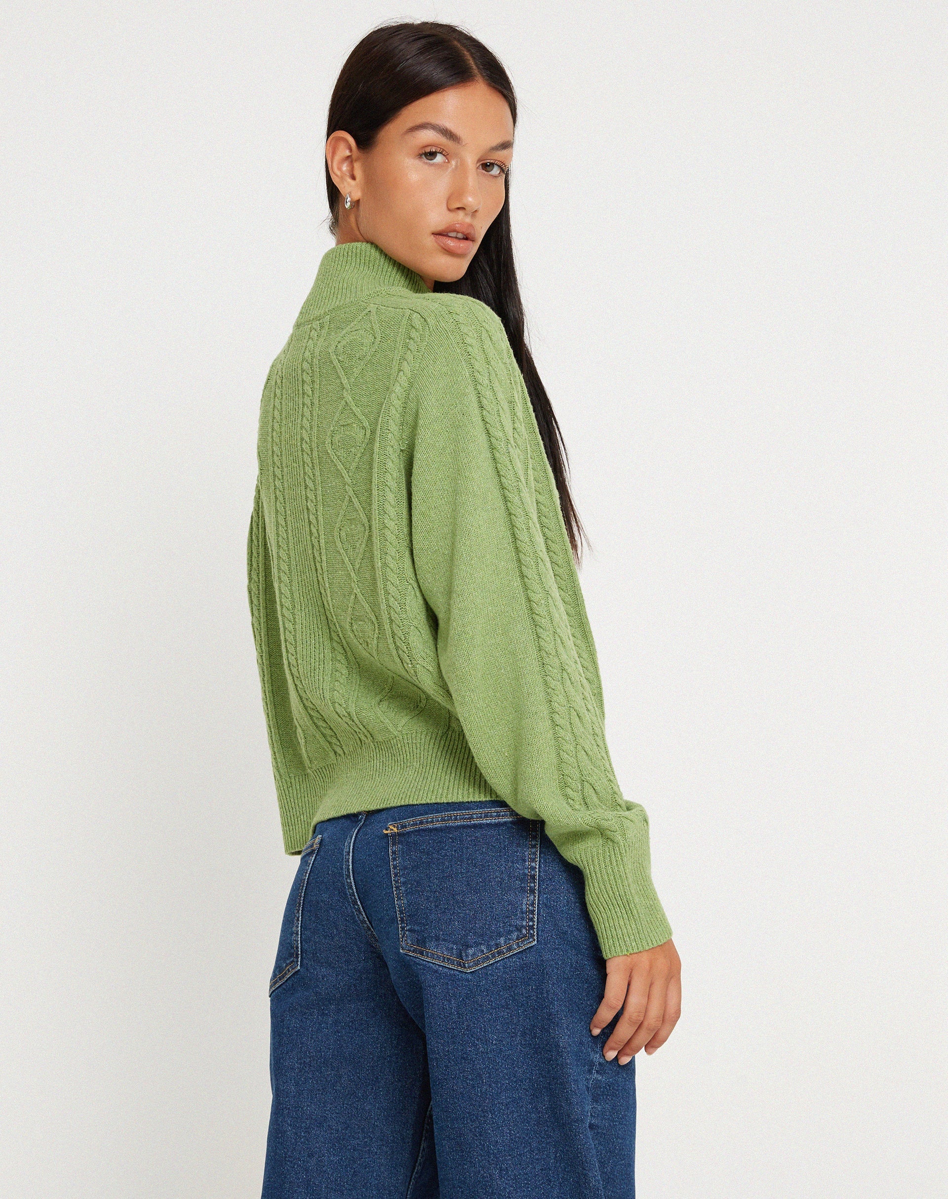 imagen de Lemila Chaqueta de punto con cremallera en verde musgo