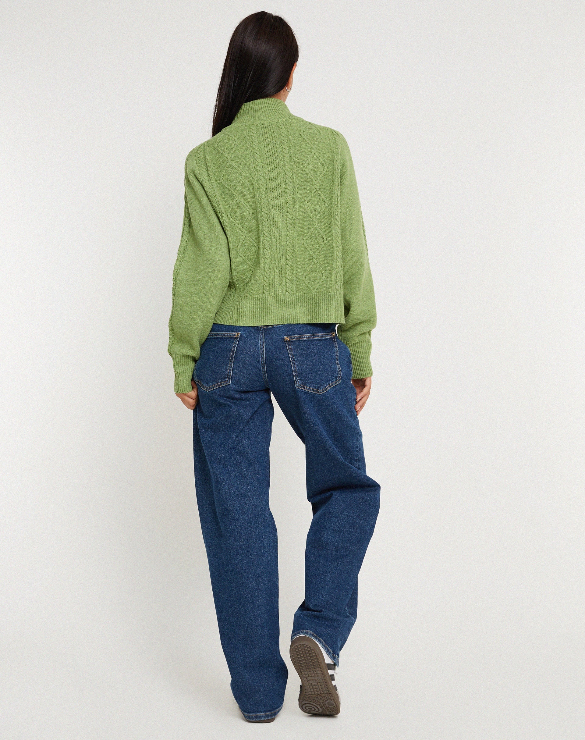 imagen de Lemila Chaqueta de punto con cremallera en verde musgo