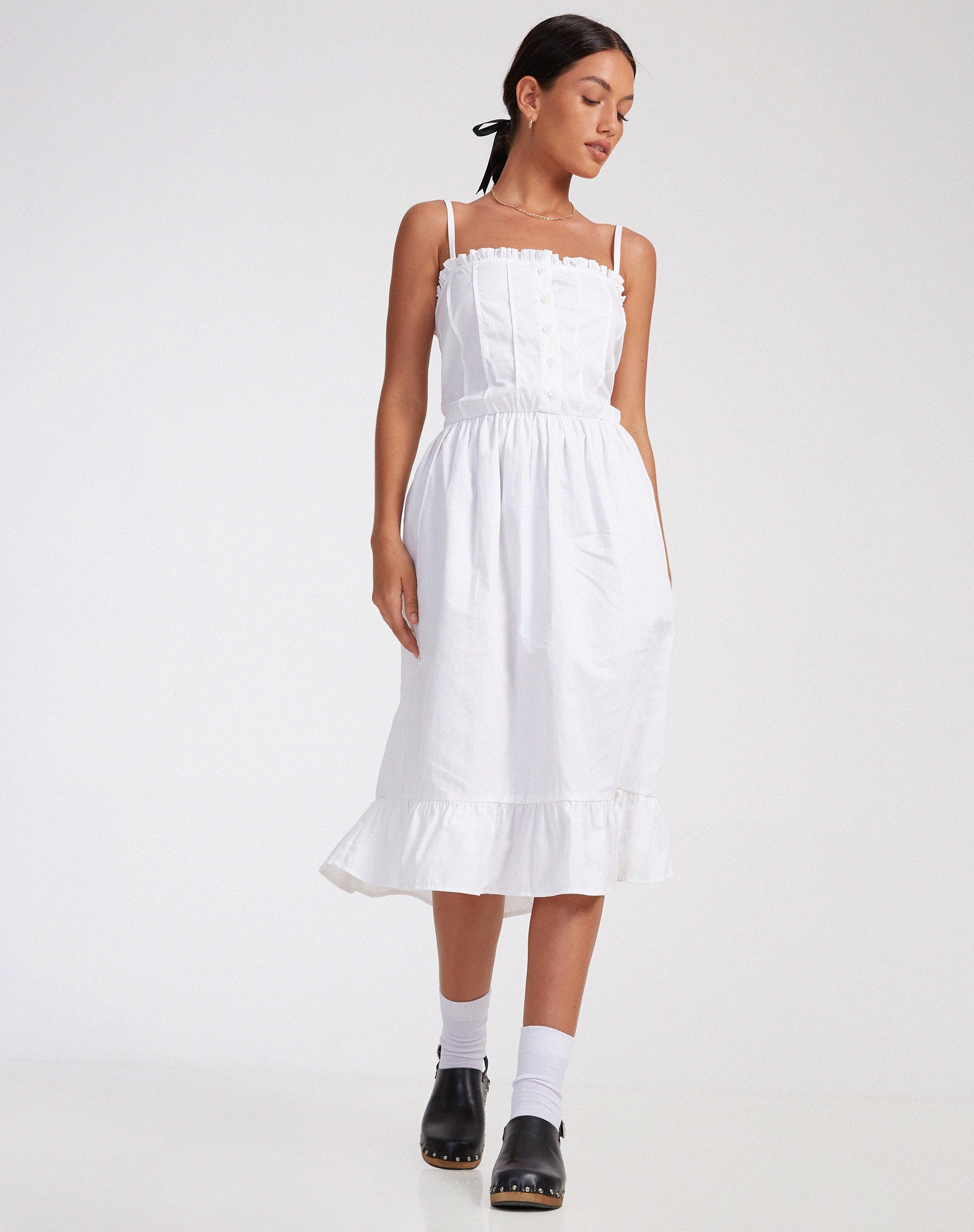 imagen de Lennox Midi Dress in Poplin White