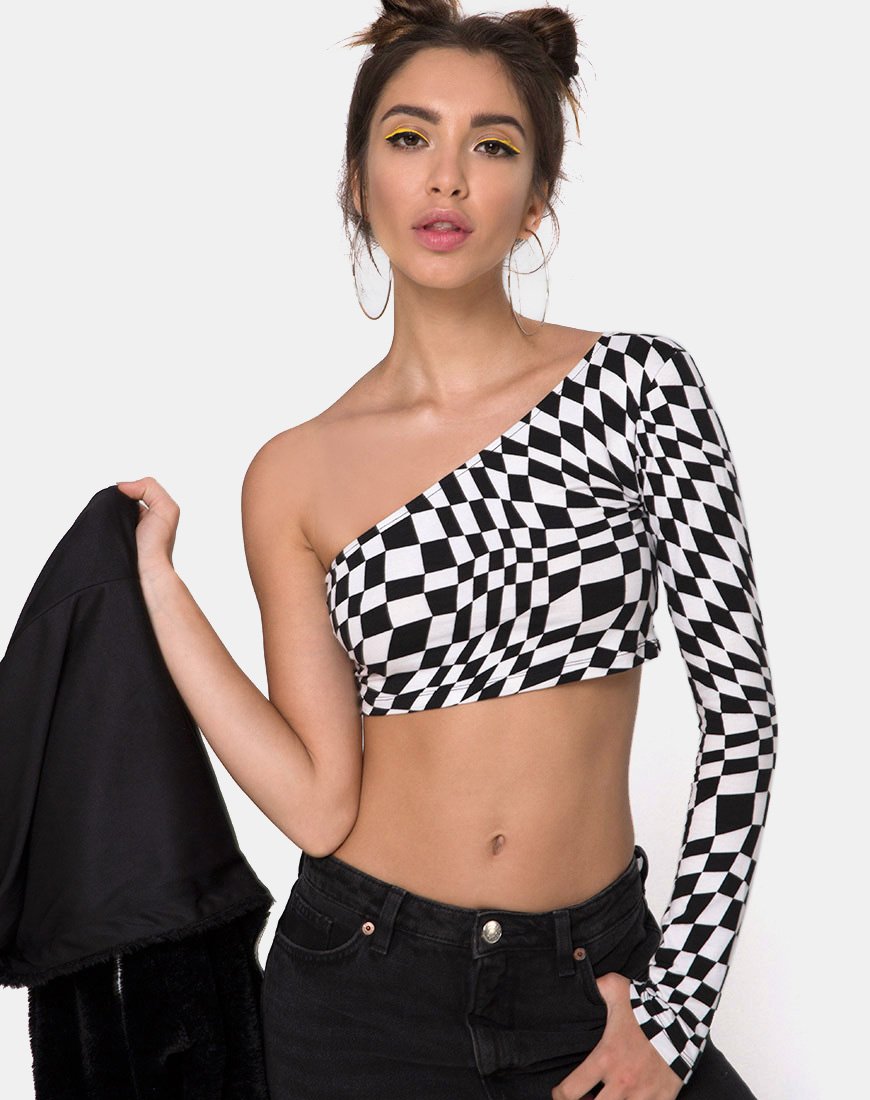 Lepo Crop Top en bandera cuadrada B/N
