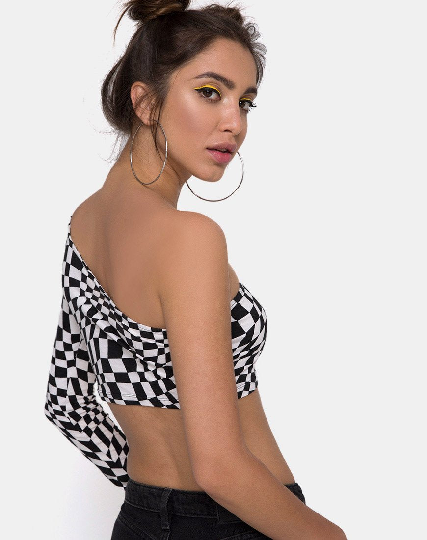 Lepo Crop Top en bandera cuadrada B/N