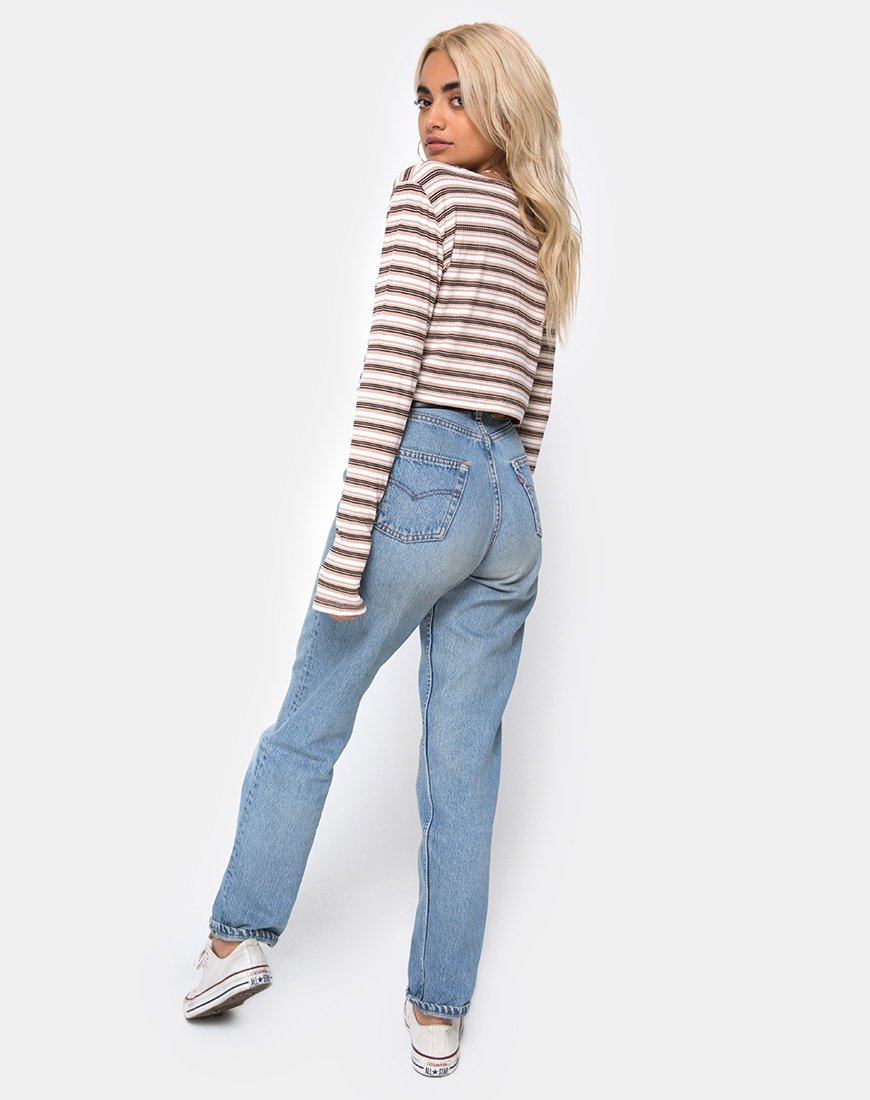 Imagen de Lesea Crop Top en canalé crema negro y fuego