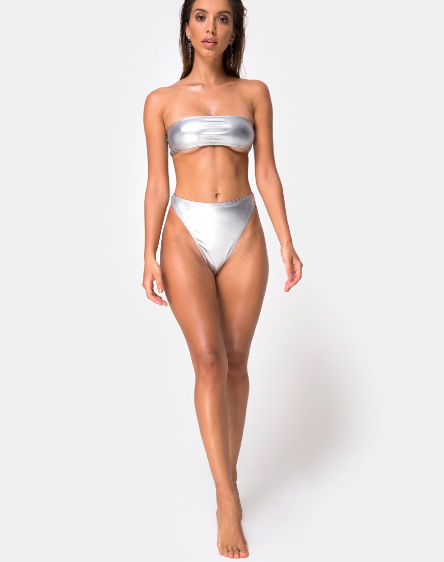 Imagen del sujetador de bikini Lien plateado metalizado