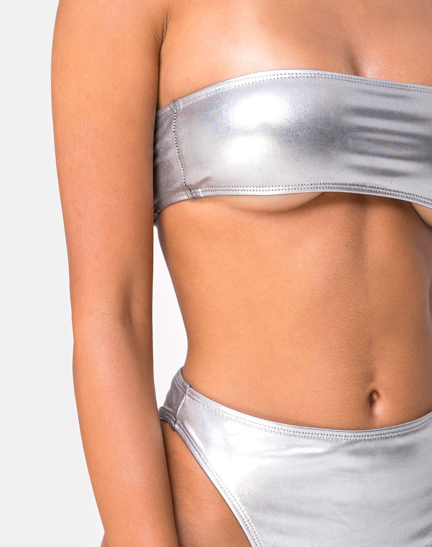 Imagen del sujetador de bikini Lien plateado metalizado
