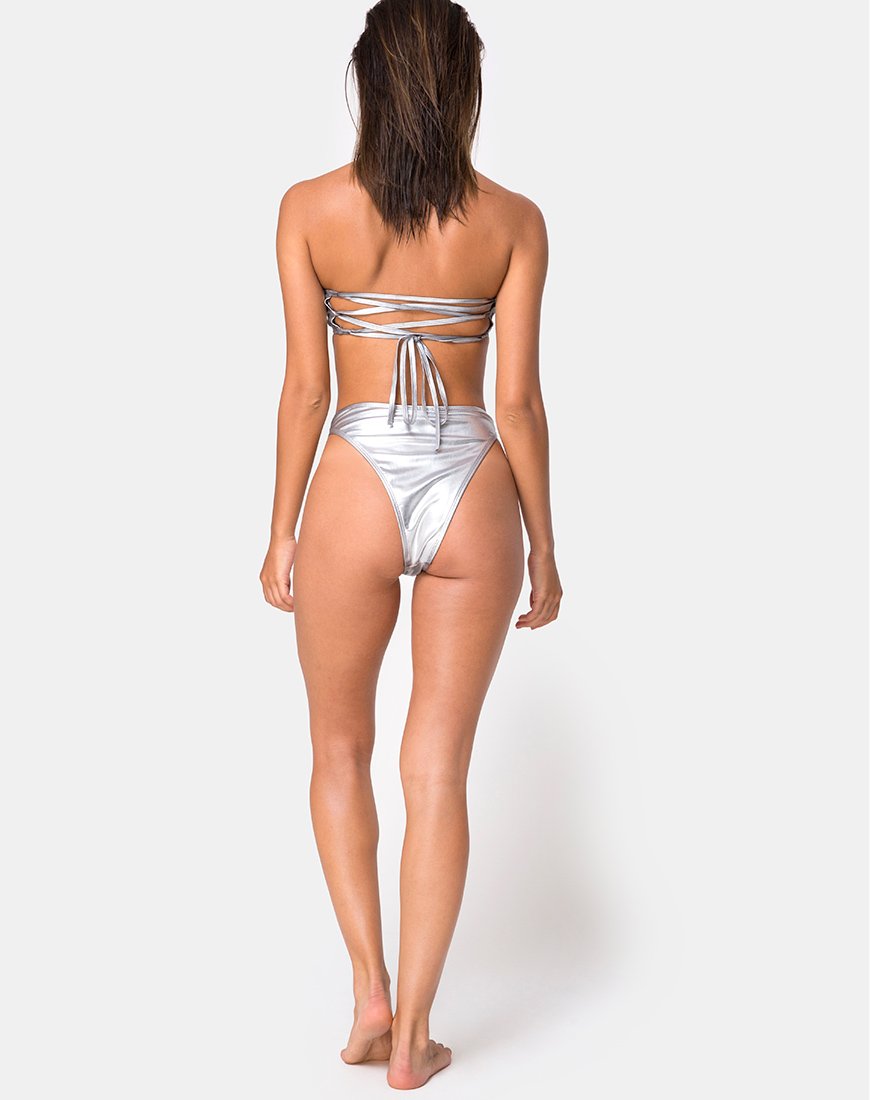 Imagen del sujetador de bikini Lien plateado metalizado