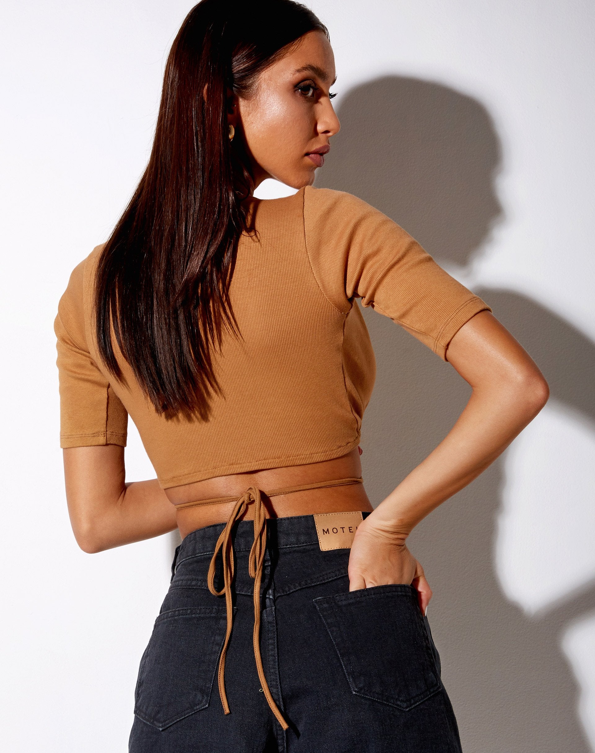 Imagen de Liena Crop Top en canalé Dark Tan