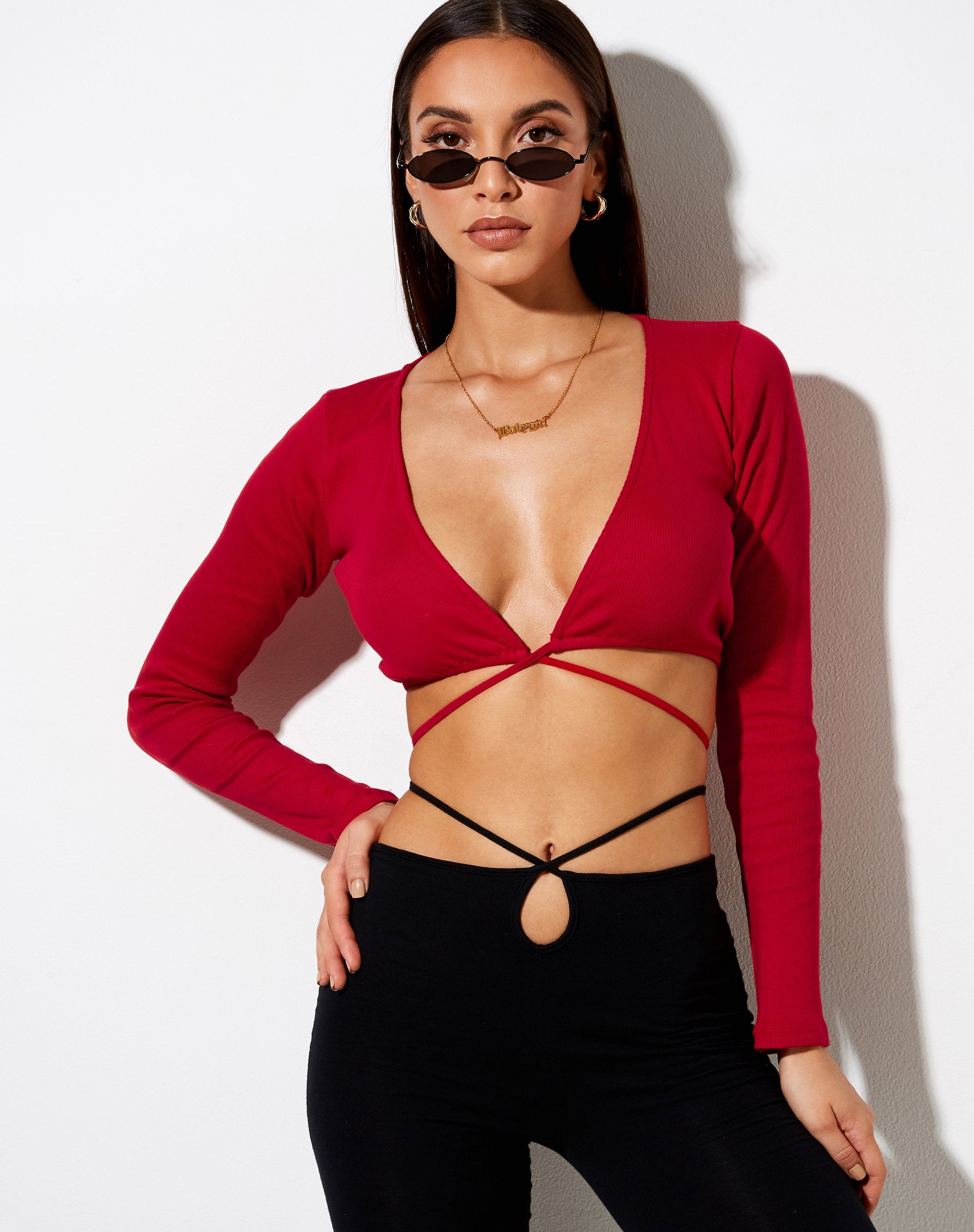 Imagen de Lieneva Crop Top en Rib Racing Rojo
