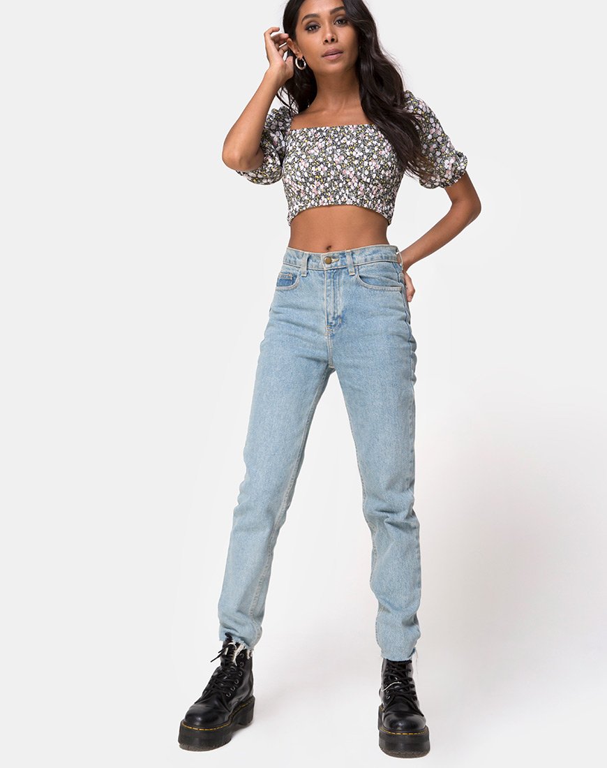 Imagen de Lilian Crop Top en Floral Campo Oliva