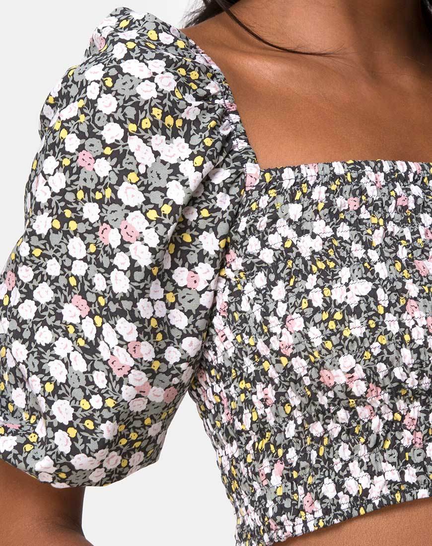 Imagen de Lilian Crop Top en Floral Campo Oliva