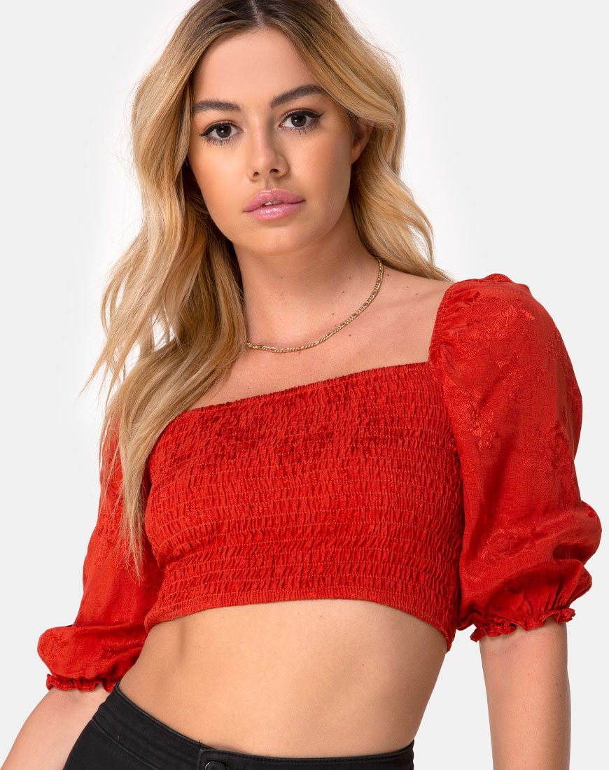 Crop Top Lilian en satén rosa óxido