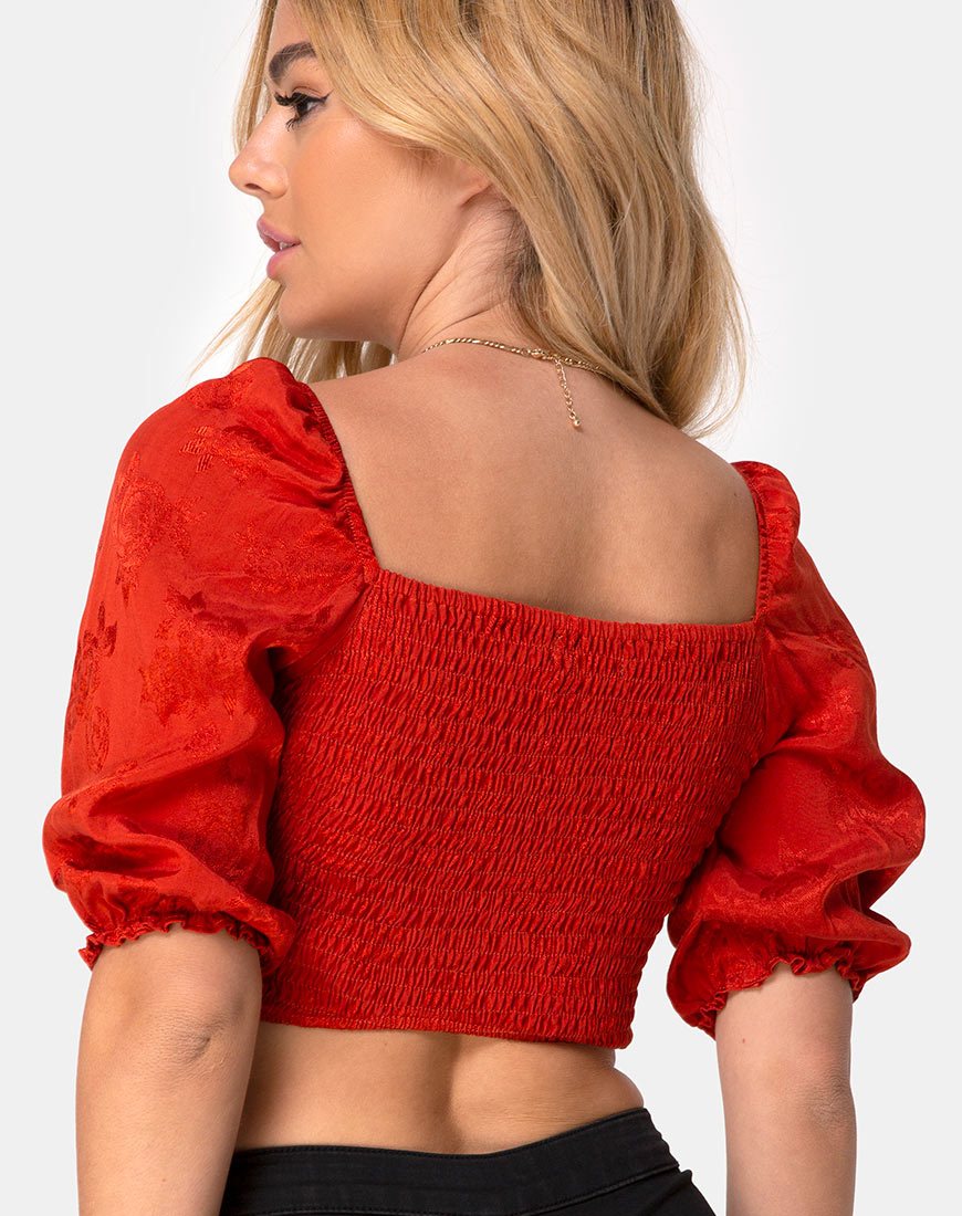 Crop Top Lilian en satén rosa óxido