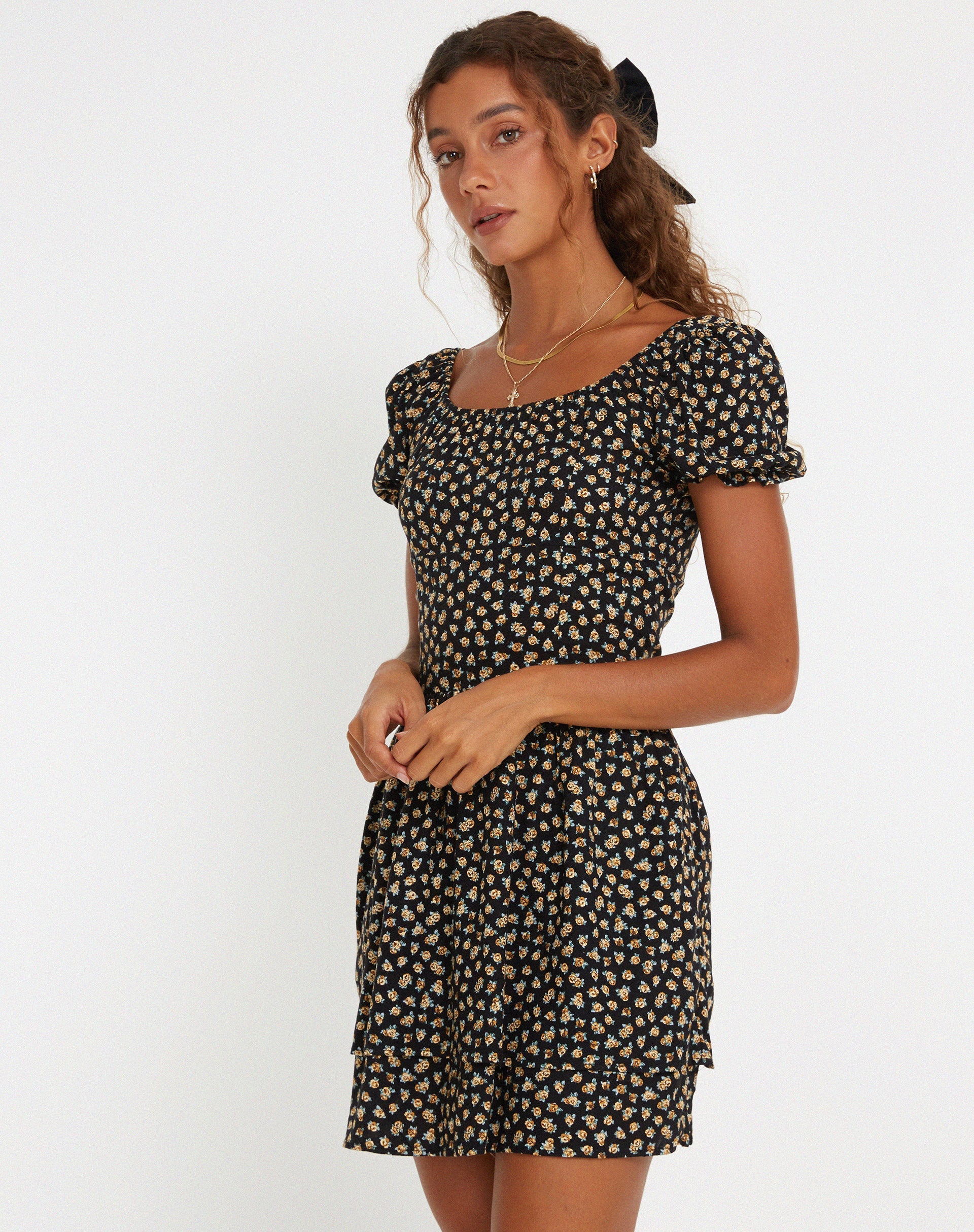 imagen de Lilibeth Mini Dress in Ditsy Floral Bronze