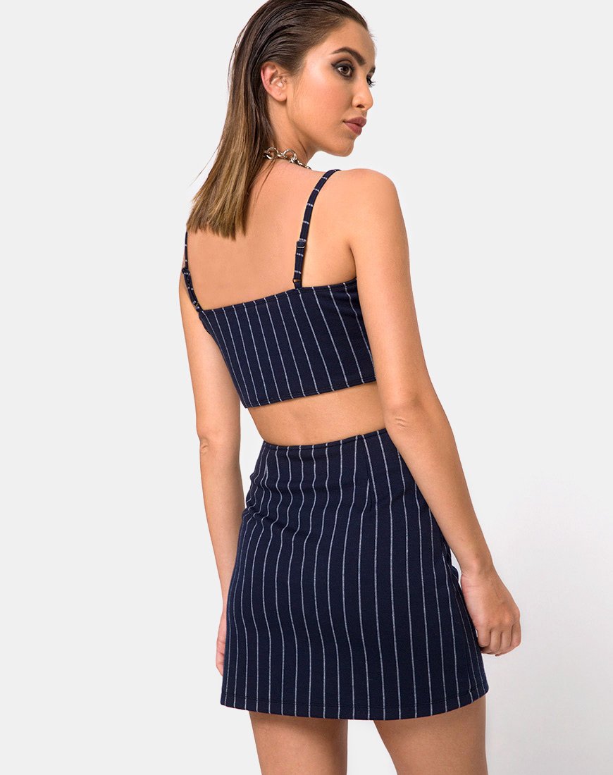 Lilu Falda de rayas azul marino