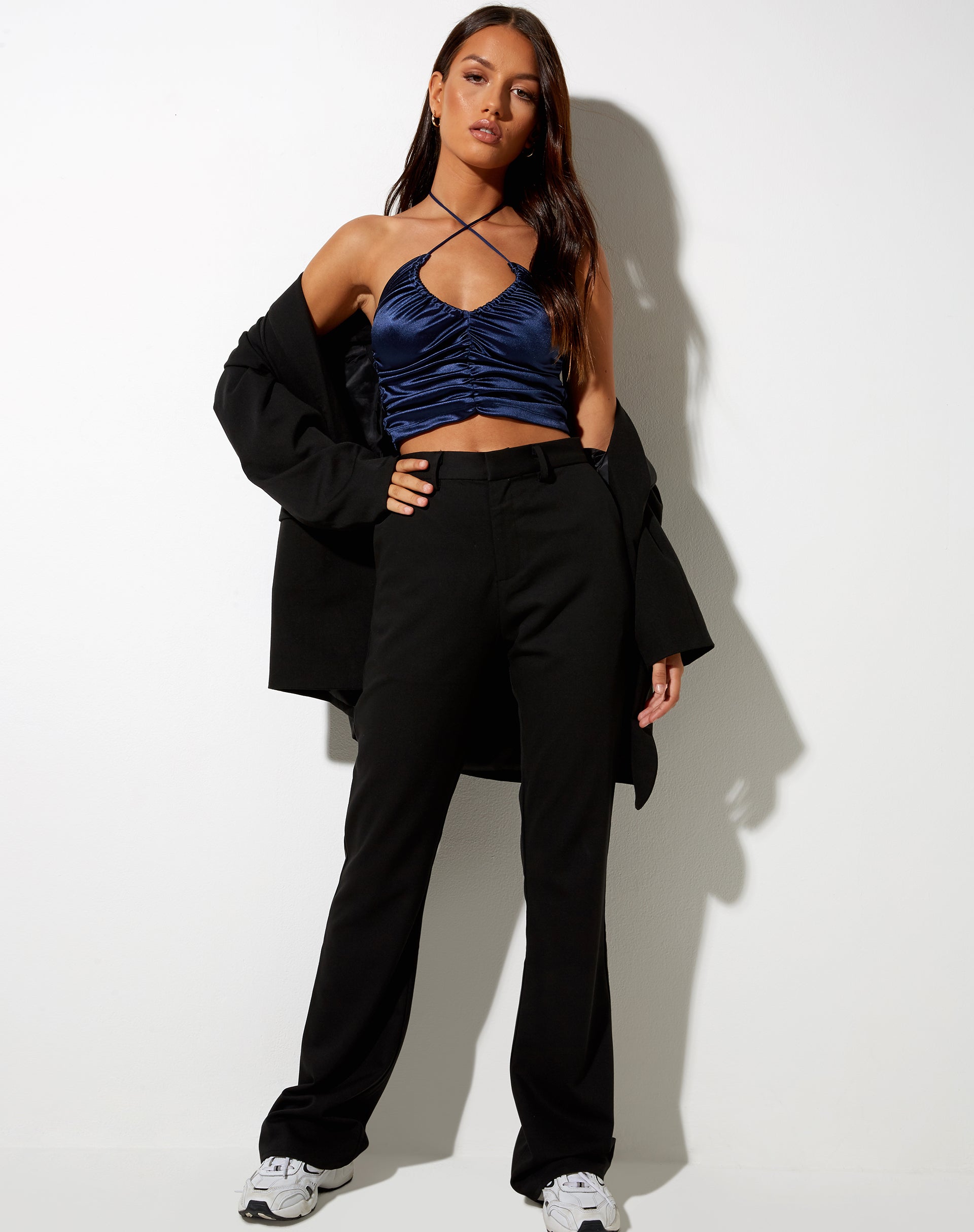Imagen de Lily Crop Top en satén Spandex Inky Blue