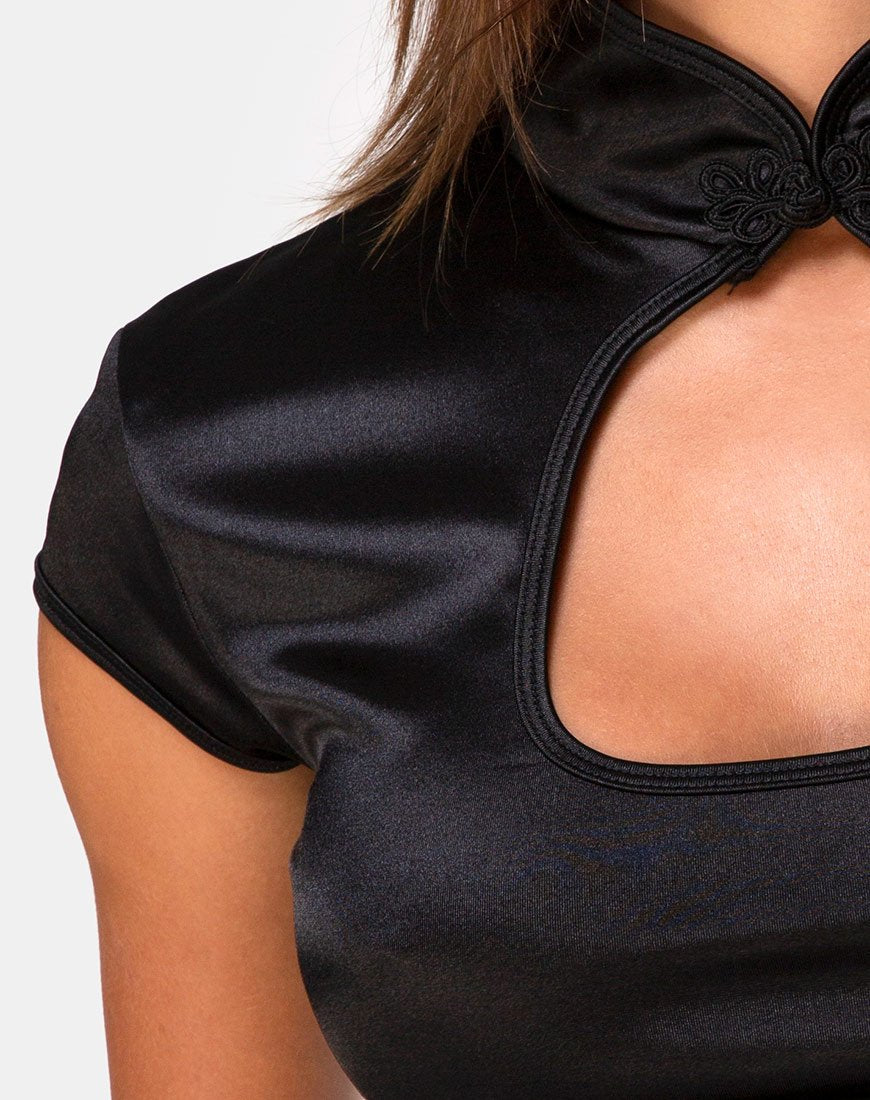 Imagen de Lina Crop Top de satén negro