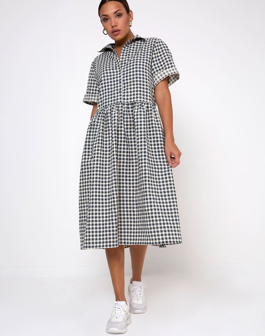 Imagen de Lista Vestido camisero en guinga crema
