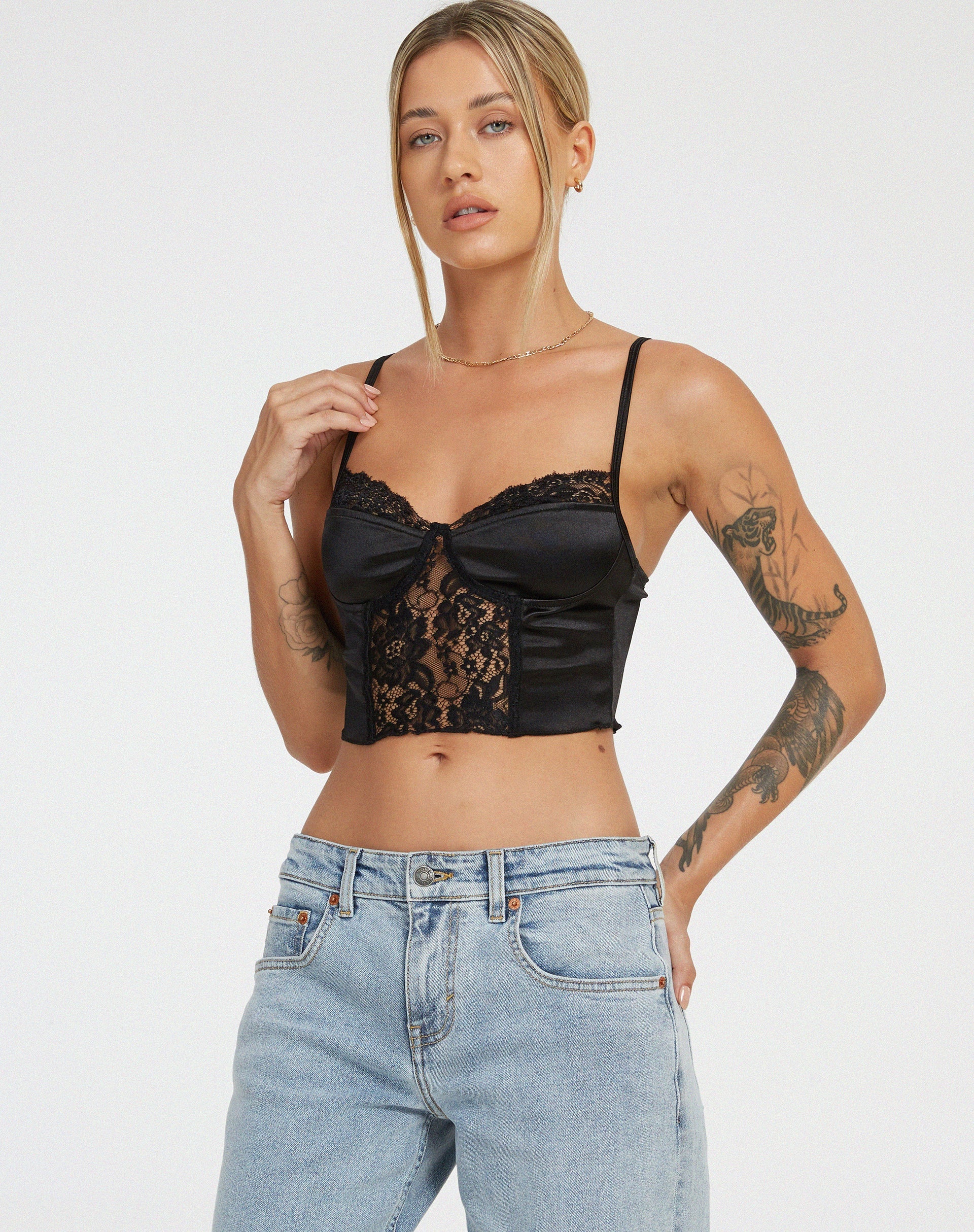 imagen de Litasa Corset Top en Satén Negro