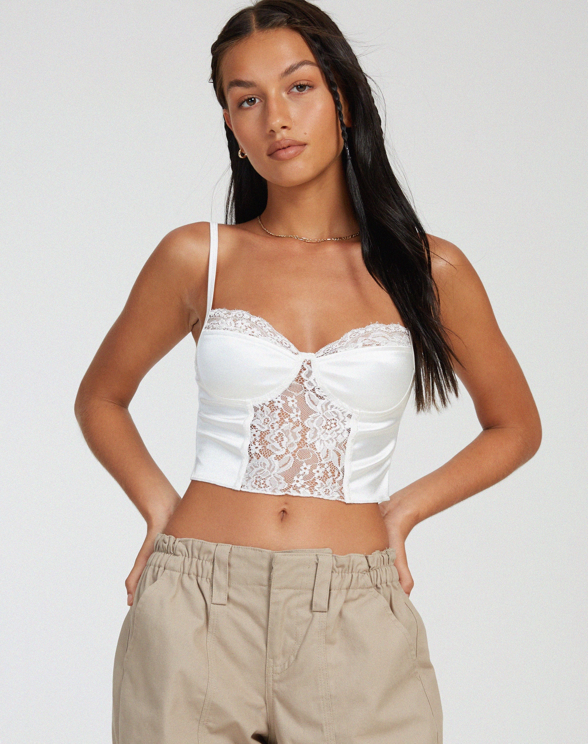 imagen de Litasa Corset Top en Satén Marfil