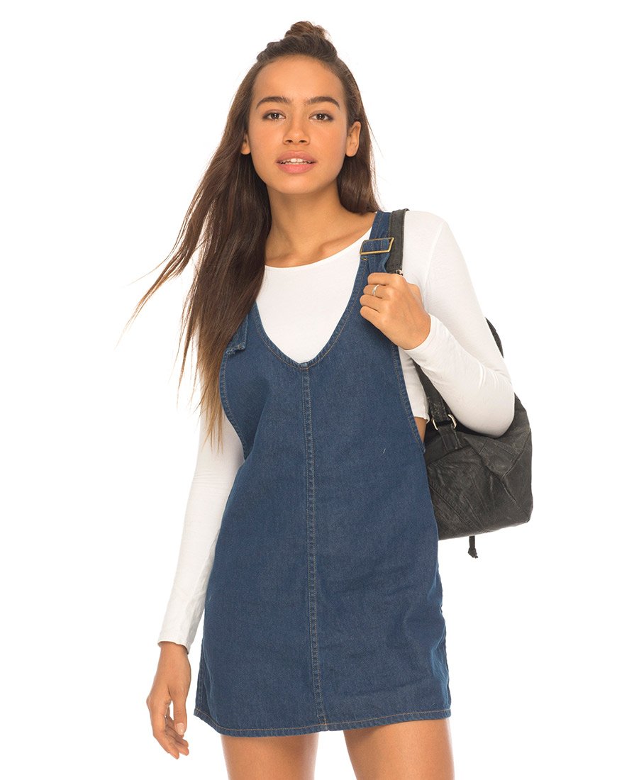 Imagen de Litton Pinafore Dress in Denim Indigo
