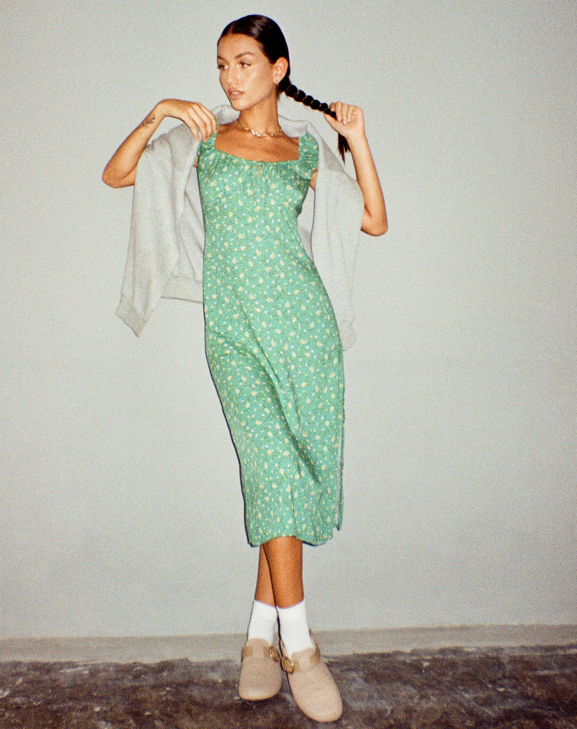 Vestido Lona Midi en Paisley Fun Verde