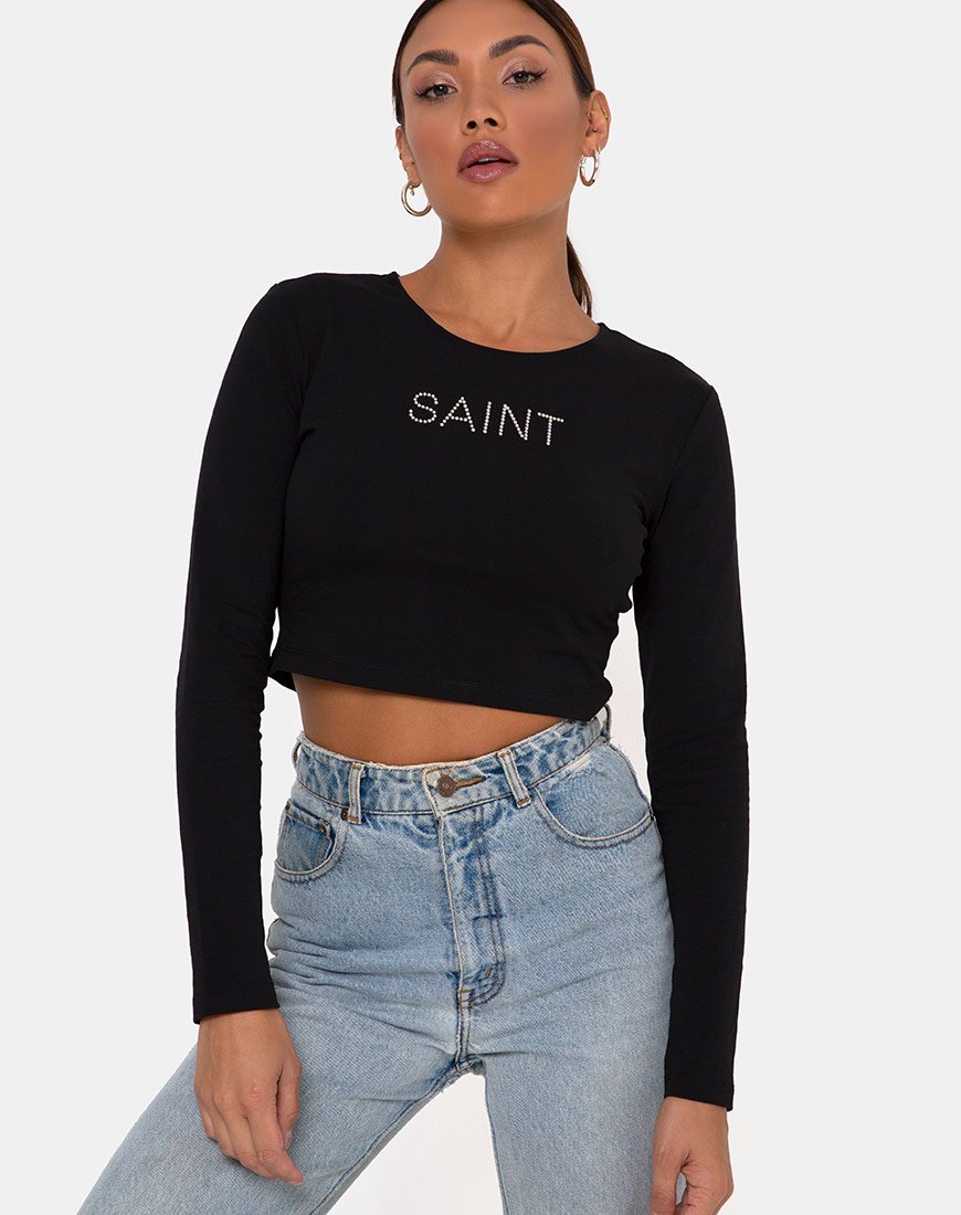 Imagen de Londy Top en Negro Saint Hot Fix