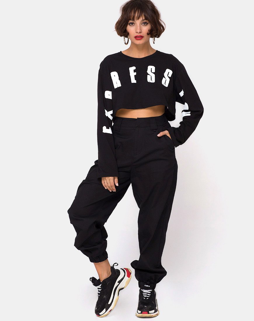 Imagen de Box Expression Crop Tee en negro