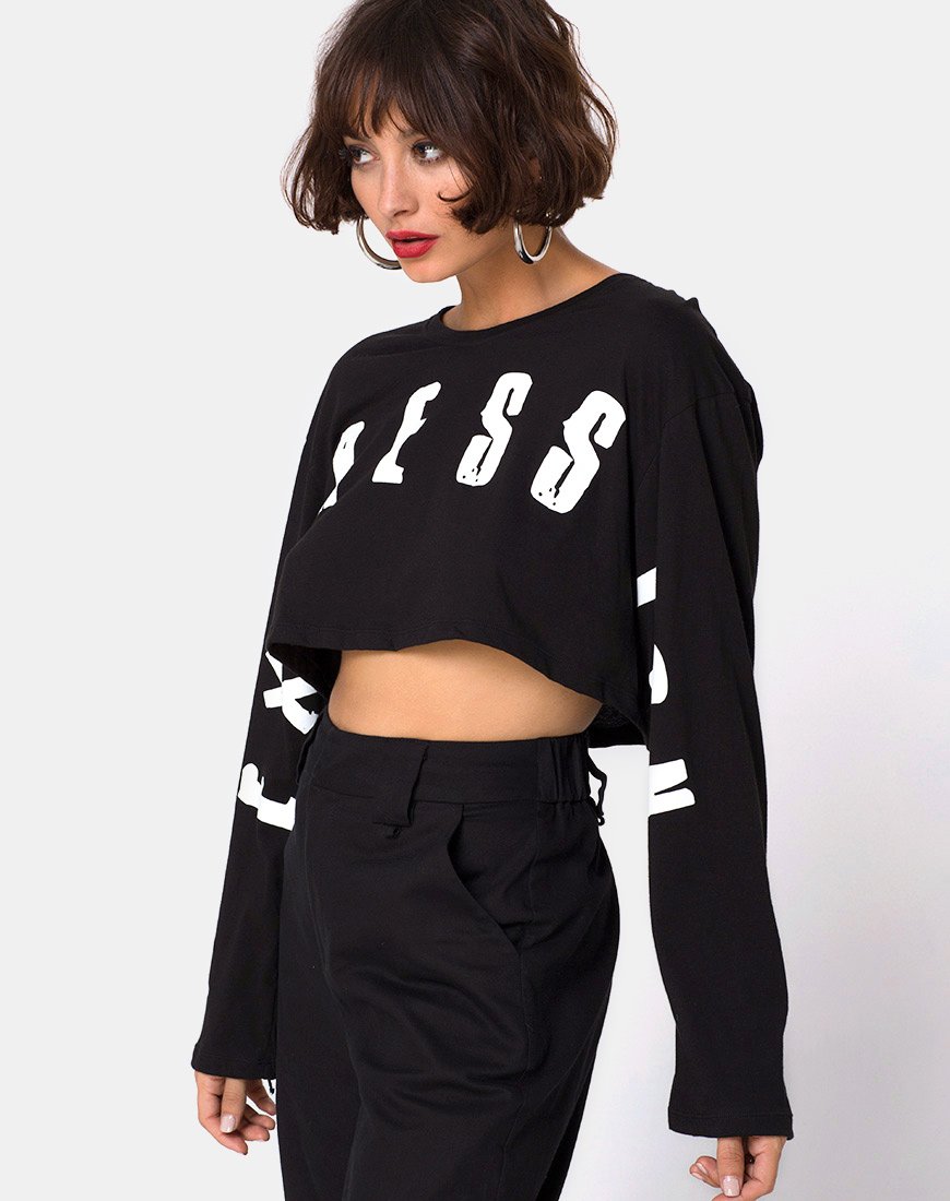 Imagen de Box Expression Crop Tee en negro