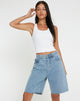 IMAGEN DE PANTALONES CORTOS VAQUEROS LONGLINE DAD EN LAVADO CLARO