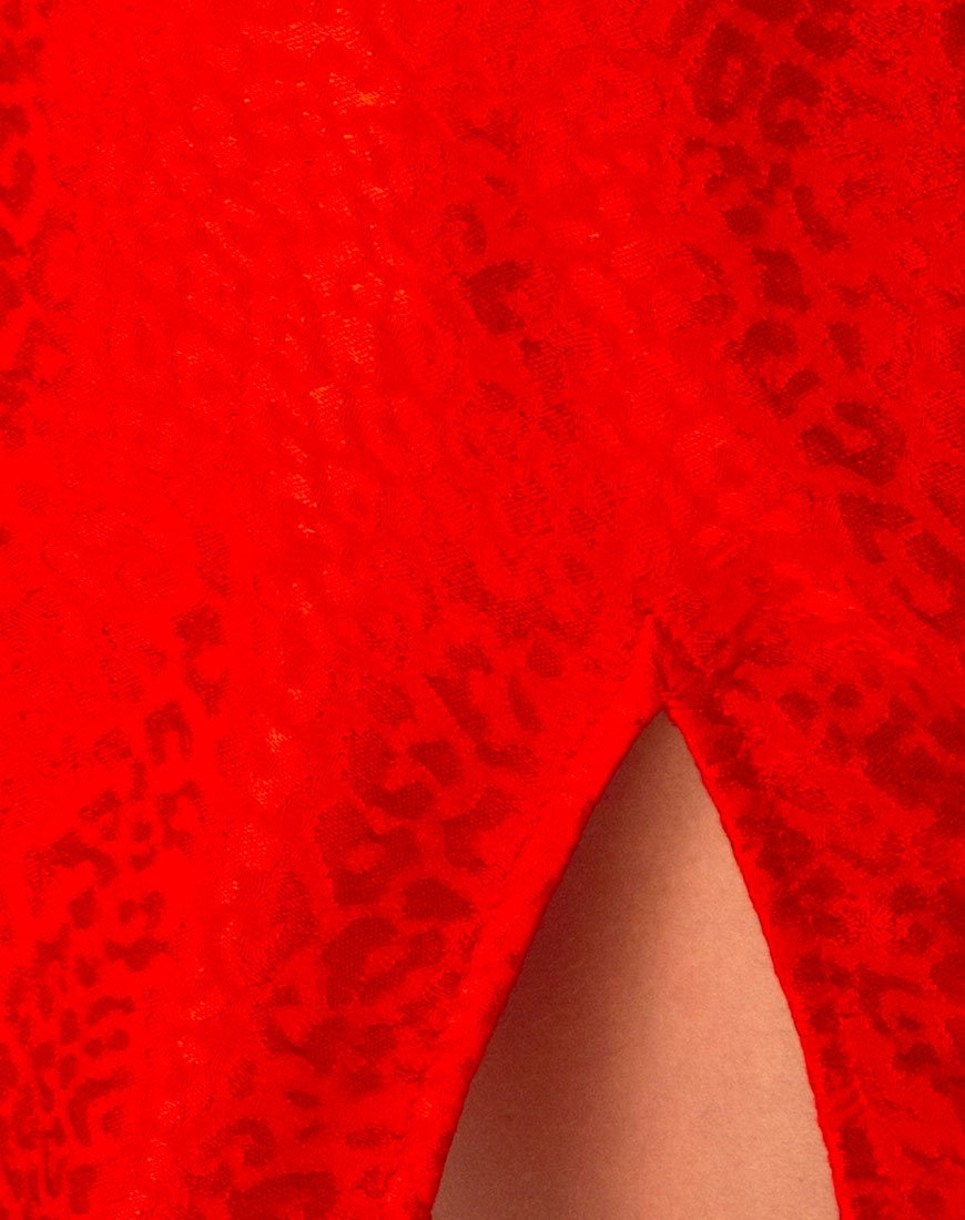Imagen del vestido Lonma de satén rojo guepardo