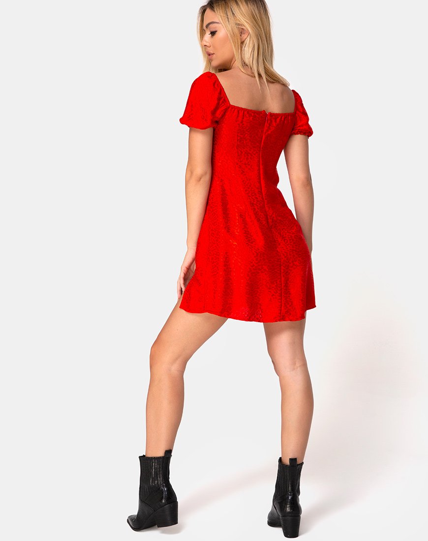 Imagen del vestido Lonma de satén rojo guepardo