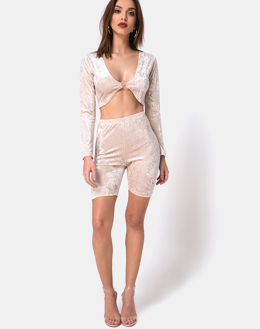 Imagen de Lorya Crop Top Crema Terciopelo Triturado
