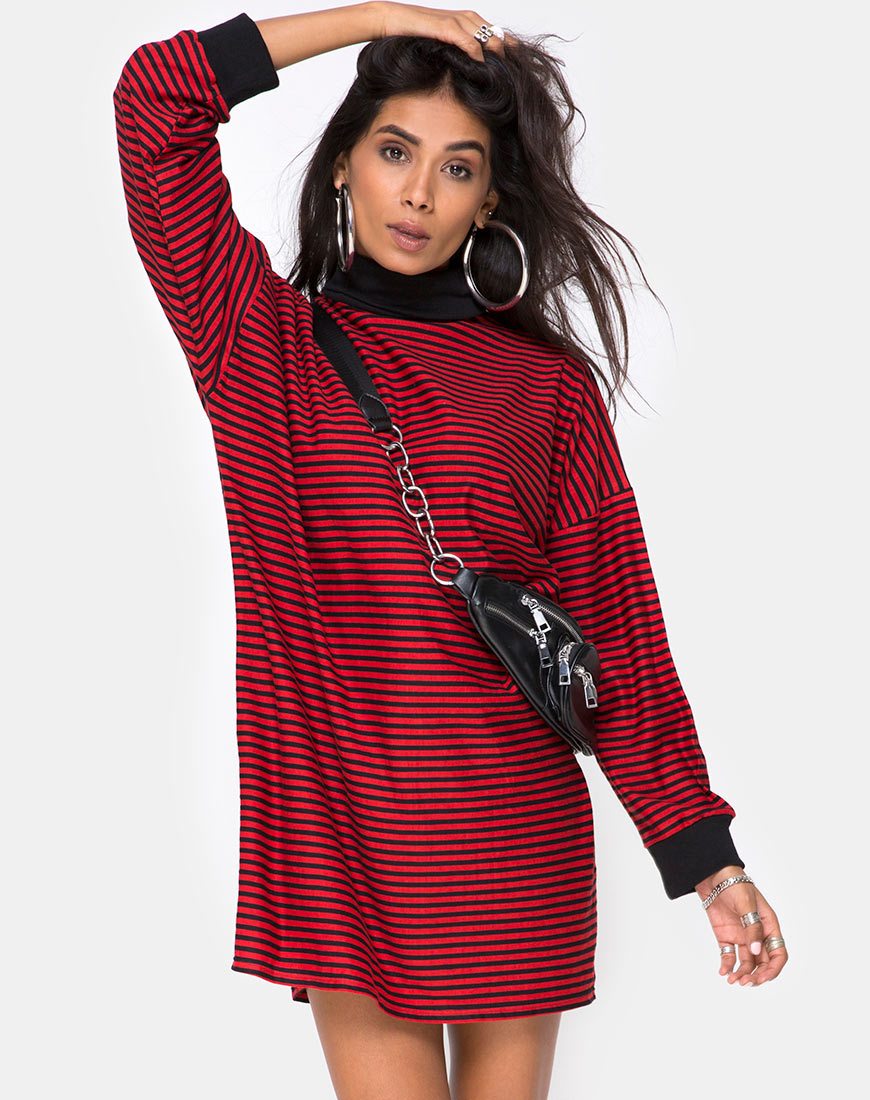 Sudadera Losha en mini raya roja y negra
