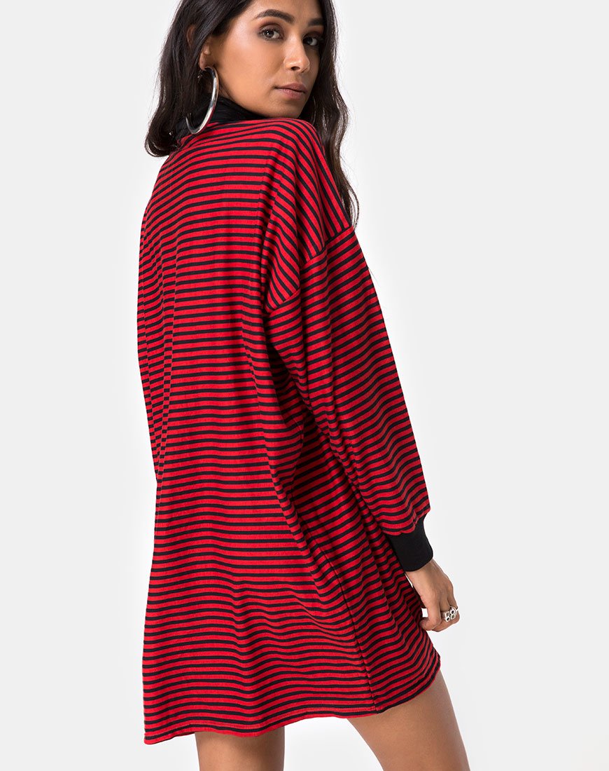 Sudadera Losha en mini raya roja y negra