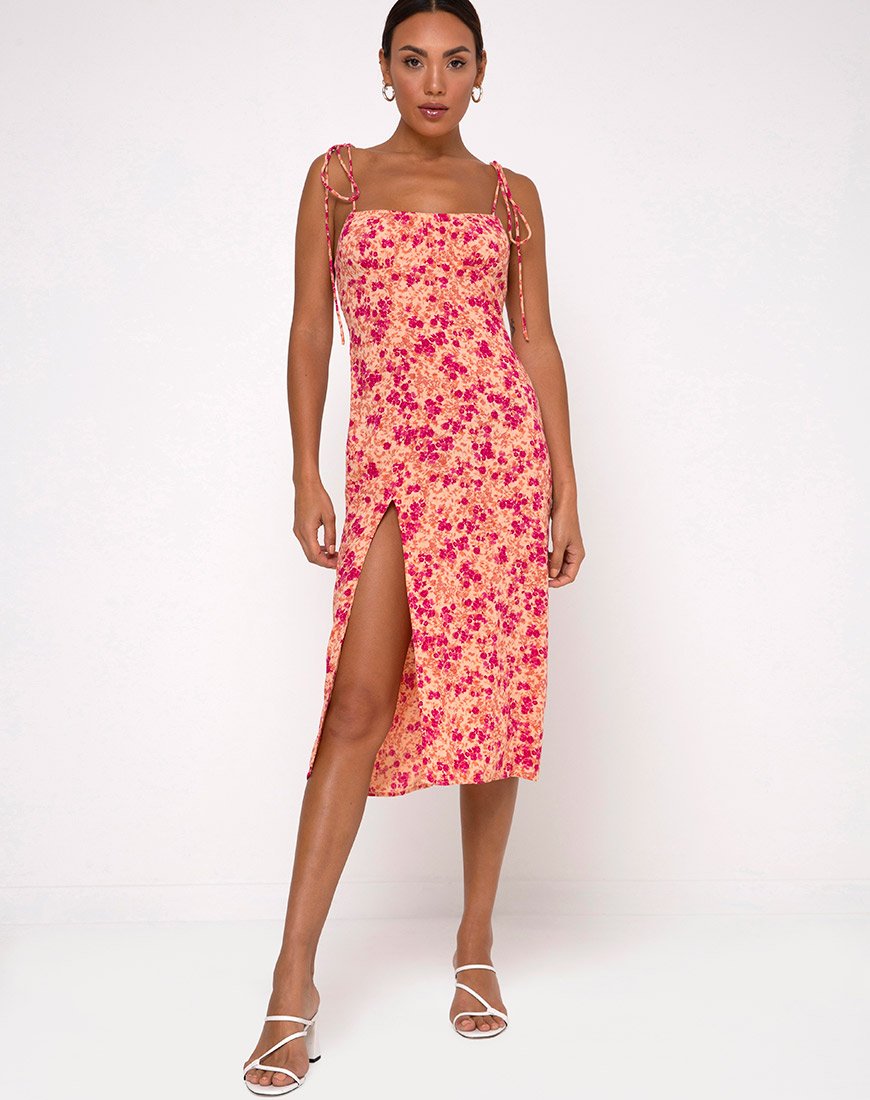 Imagen de Lotie Vestido Midi en Flor Silvestre Oscuro Cantaloupe