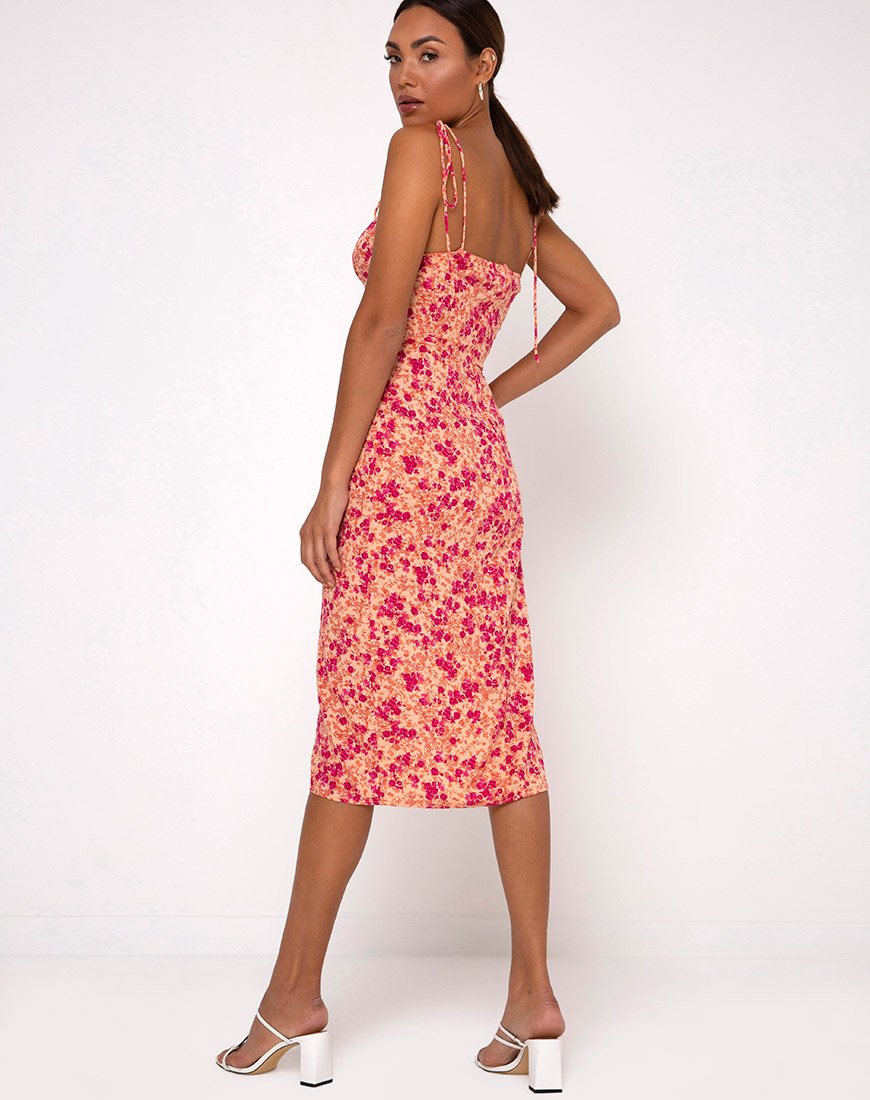 Imagen de Lotie Vestido Midi en Flor Silvestre Oscuro Cantaloupe