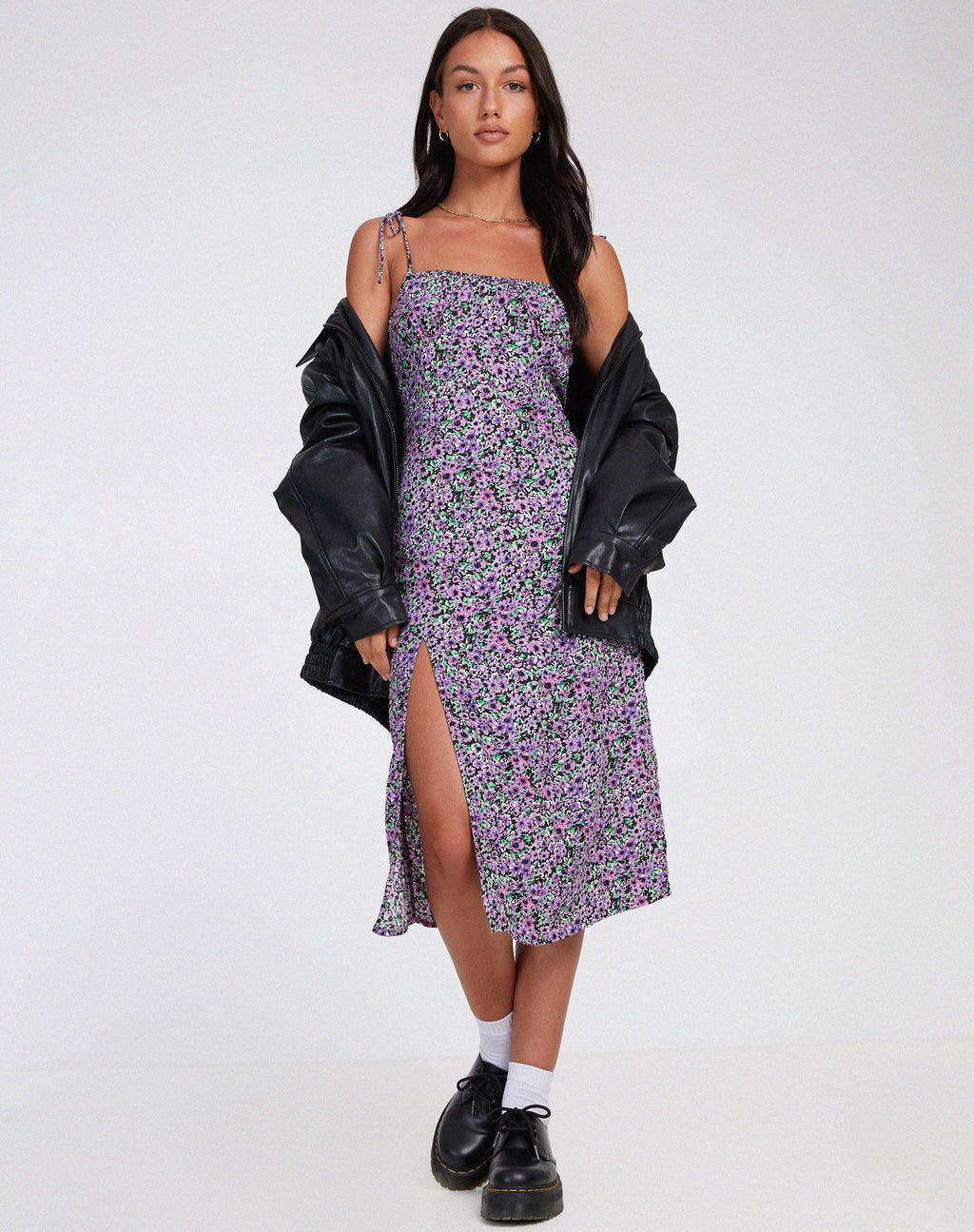 Vestido Lotie Midi en Flor Lila