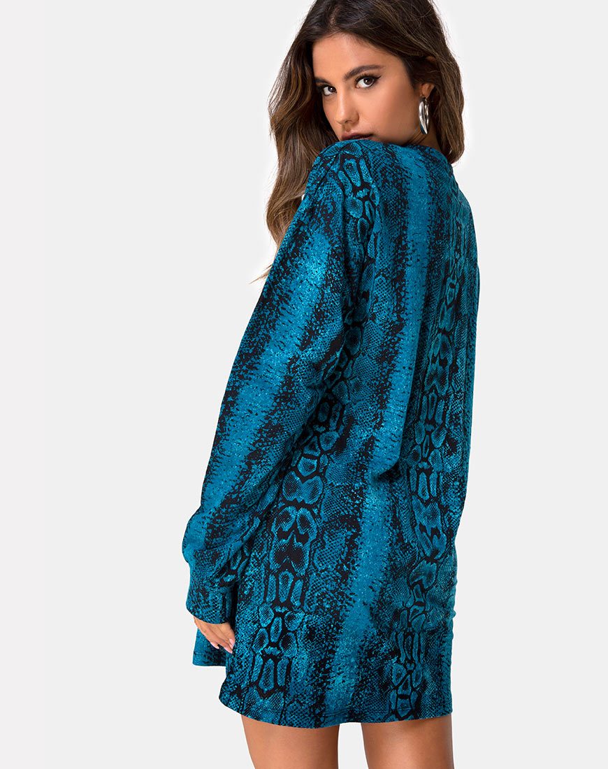 Imagen de Lotsun Jumper Dress in Snake Blue