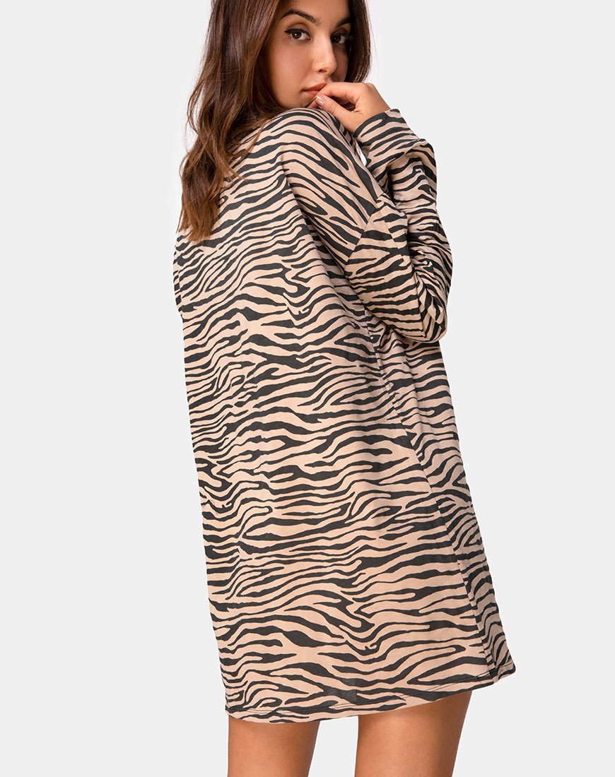 Imagen de Lotsun Jumper Dress in 90s Zebra Taupe