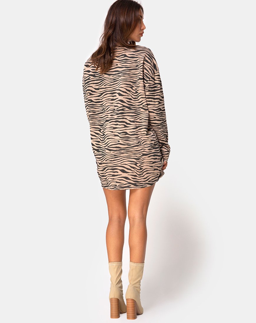 Imagen de Lotsun Jumper Dress in 90s Zebra Taupe