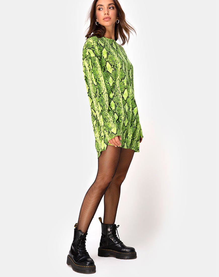 Imagen de Lotsun Jumper Dress in Snake Lime
