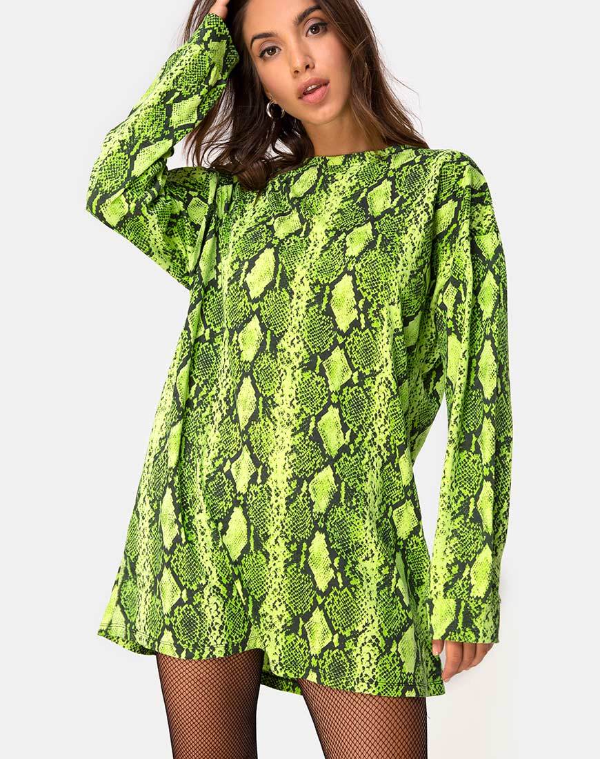 Imagen de Lotsun Jumper Dress in Snake Lime