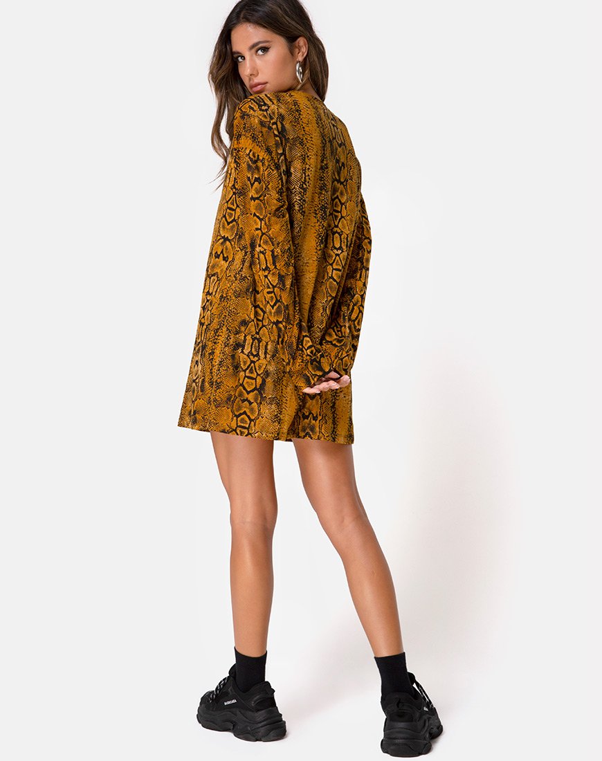 Imagen de Lotsun Jumper Dress in Snake Mustard