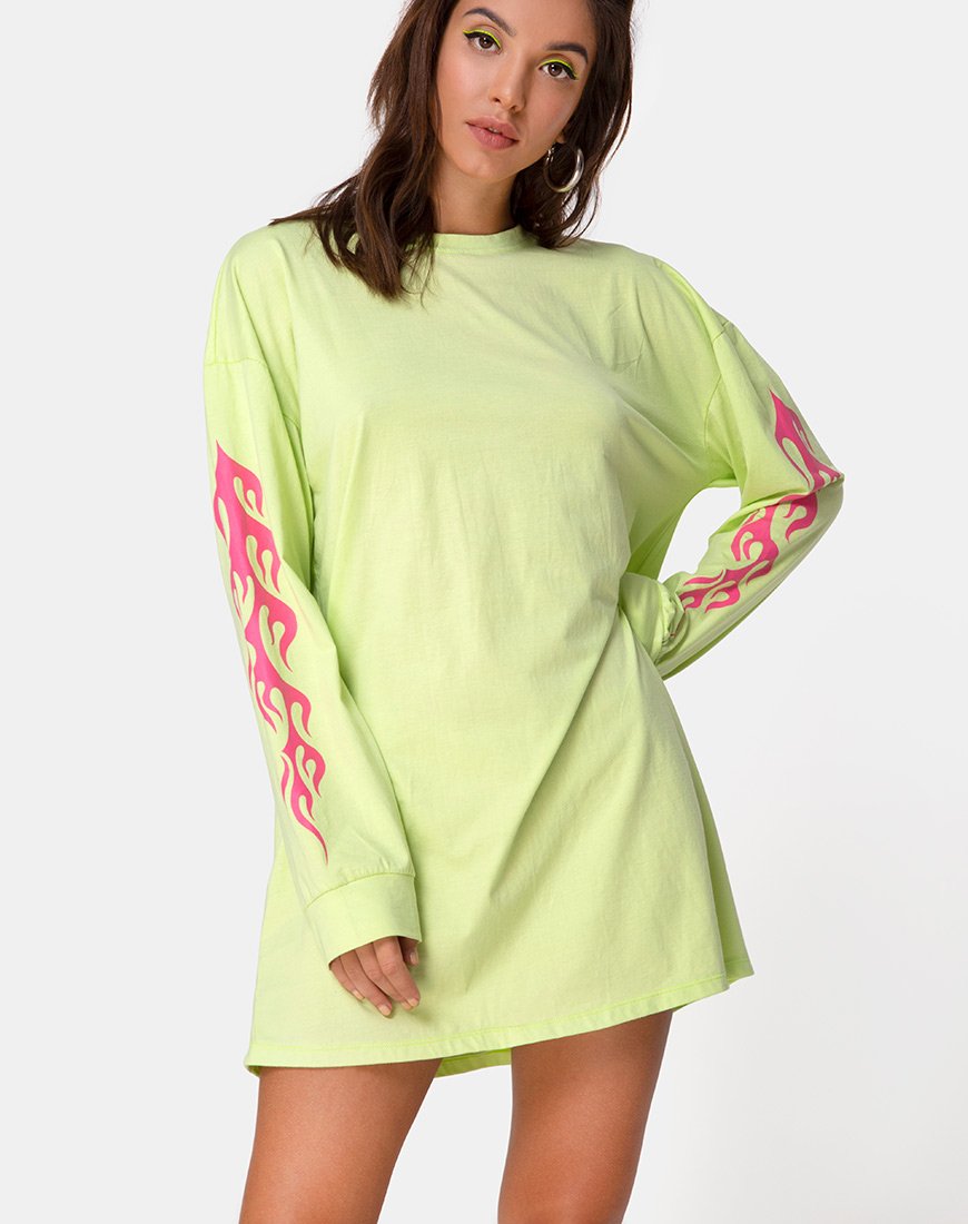 Sudadera Lotsun en Flurogreen con Flame