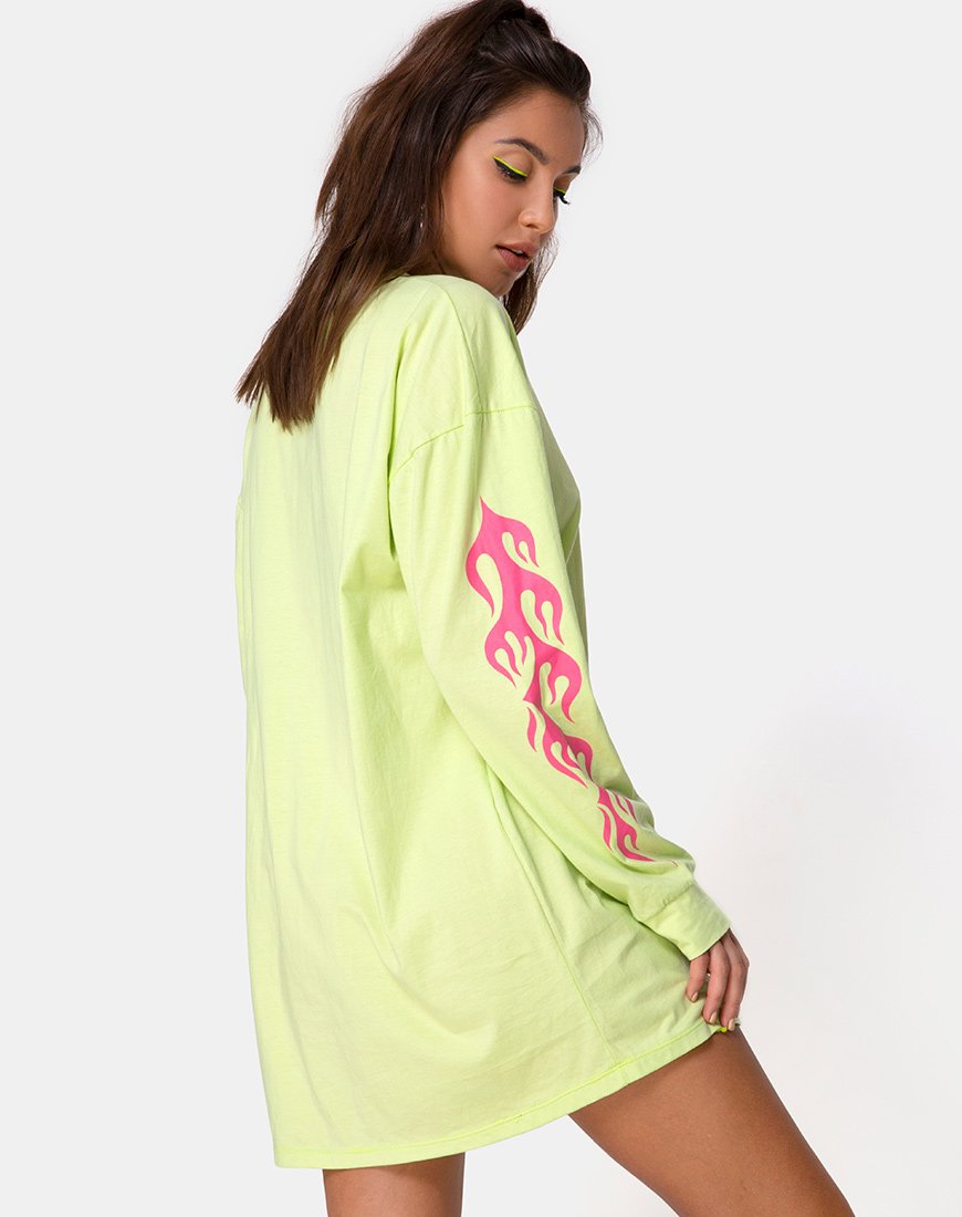 Sudadera Lotsun en Flurogreen con Flame